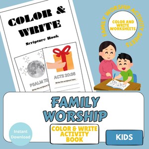 Scripture Coloring Workbook: Color and Write for Toddler and Kids | 30 Pages (Printable PDF)
