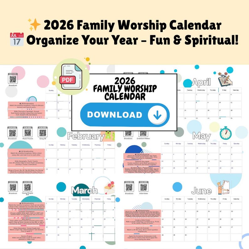Calendar - 2026 JW Family Worship Calendar: Printable Bible Study ...