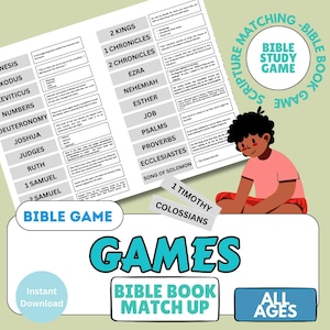 Jeu d'association de livres bibliques : activité familiale amusante (téléchargement instantané imprimable) Traduction de la Bible JW