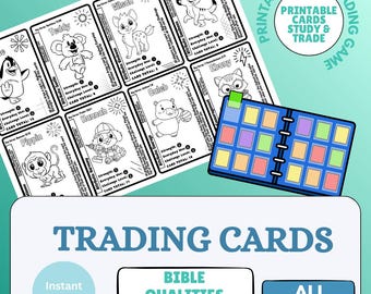 Spel med Bibelns egenskaper för samlarkort | Utskrivbar aktivitet för barn (PDF-nedladdning)