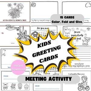 JW Kinder Grußkarten - Treffen Aktivität für Kinder - Ausmalen, falten und verschenken - Gestalten Sie Ihre eigenen Karten - Familiengottesdienst & Messespaß - PDF