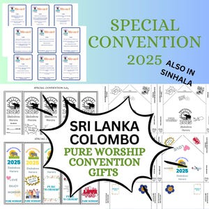 Regalos para la Convención Especial de Adoración Pura de JW - Sri Lanka Colombo 2025 / Set de regalo imprimible (también en cingalés) / Marcapáginas, tarjetas de preguntas y sobres