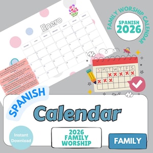2026 Spanish Family Worship Calendar: Fun Bible Study, QR Codes (Printable PDF)