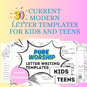 Plantillas para cartas para niños y adolescentes de la Convención de Adoración Pura de los Testigos de Jehová / Mensajes y diseños únicos / Códigos QR para invitaciones y videos / Descarga instantánea de PDF