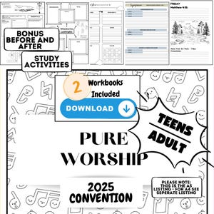 Pacchetto di quaderni di lavoro per adolescenti e adulti per la Pure Worship Convention 2025 / 2 PDF stampabili da scaricare / Attività di culto in famiglia prima e dopo la JW Convention