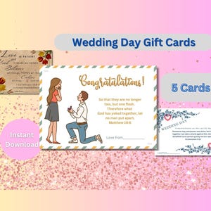 Cartes de voeux JW pour le jour du mariage - Cartes de style carte postale à ajouter à des cadeaux ou à utiliser pour offrir en argent.