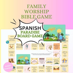 Juego de mesa JW Spanish Paradise / Diversión de adoración familiar para todas las edades / Juego bíblico imprimible en PDF / Ideal para jugar con familiares y amigos