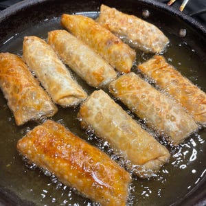 Jamaican Style Eggrolls, cheesy beef, Philly cheese Eggroll & Shrimp and Vegetables eggroll Curry chicken and Chickpeas cheese and pepperoni