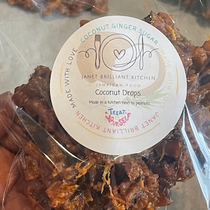 Jamaican coconut drops, Coconut Drops, coconut cakes, ginger cakes, Jamaican food,African food,snack,gift,dessert,fun, (INDIVIDUALLY BAG)