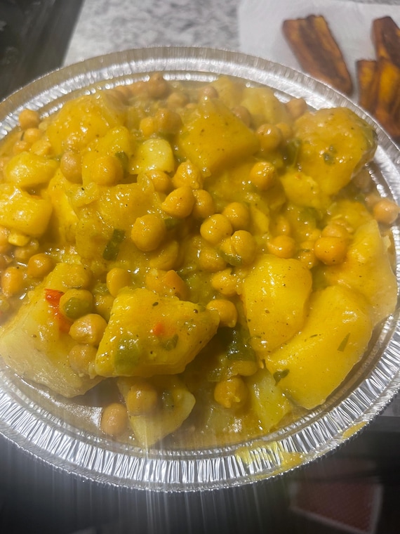 Curry Chickpeas Potatoes W/ Coconut Milk, Jamaican Food, West