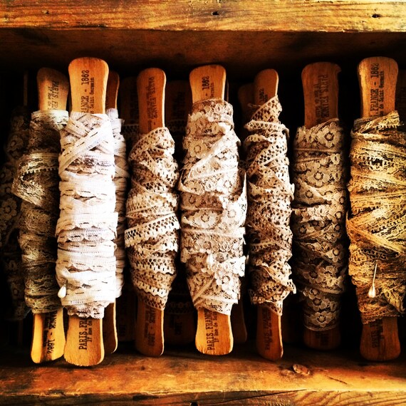 Items similar to Vintage Lace Craft Supplies Antiqued (8 yards