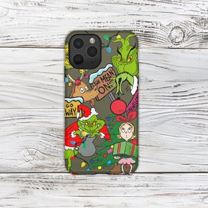 The Grinch inspired -- iPhone, Samsung Galaxy, Google Pixel - Protective Shell Tough Phone Case