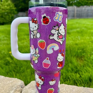 HK Inspired Insulated 40oz Tumbler with Handle, Water Bottle, Mug, Stanley