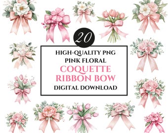 Paquete de imágenes prediseñadas de lazo floral rosa: Cinta de acuarela PNG (descarga digital)