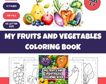 Fruits & Vegetables Coloring Book for Kids | Printable Toddler Workbook (PDF)