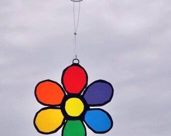 Stained glass flower. 10 x 10cms/ 4 x 4 ".