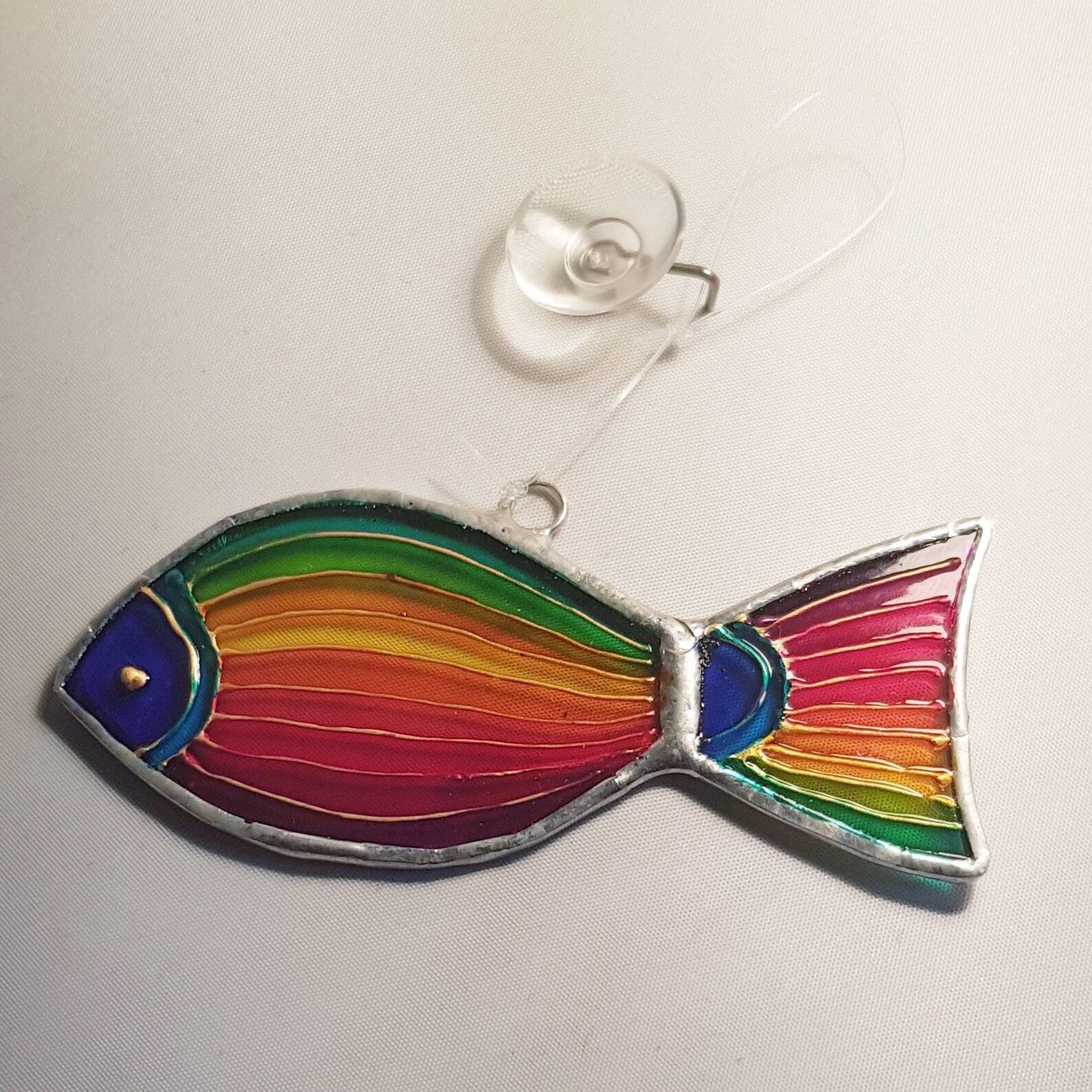 Small Stripy Rainbow Painted Glass Fish. Birthday Gift. Etsy