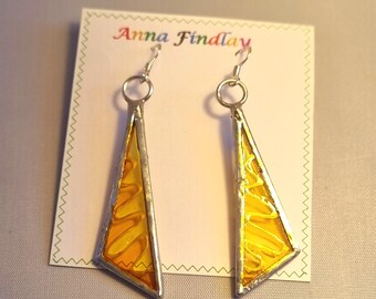 Painted glass earrings presented in organza bag.  Colourful unusual gift. Birthdays, Christmas, Mother's Day, anytime gift.