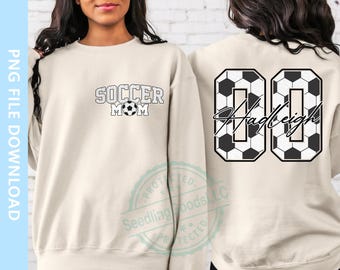 Personalized Soccer Mom PNG, Custom Name and Number Shirt Png, Fall Season Gift, Gameday Shirt Png, Football Player Png, Digital Download
