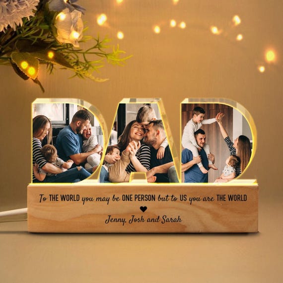 Personalized Dad Photo Night Light, Custom Dad Photo Collage Gift, Father's Day Gift, Gift for Dad, Gift For Husband, Gifts from Daughter
