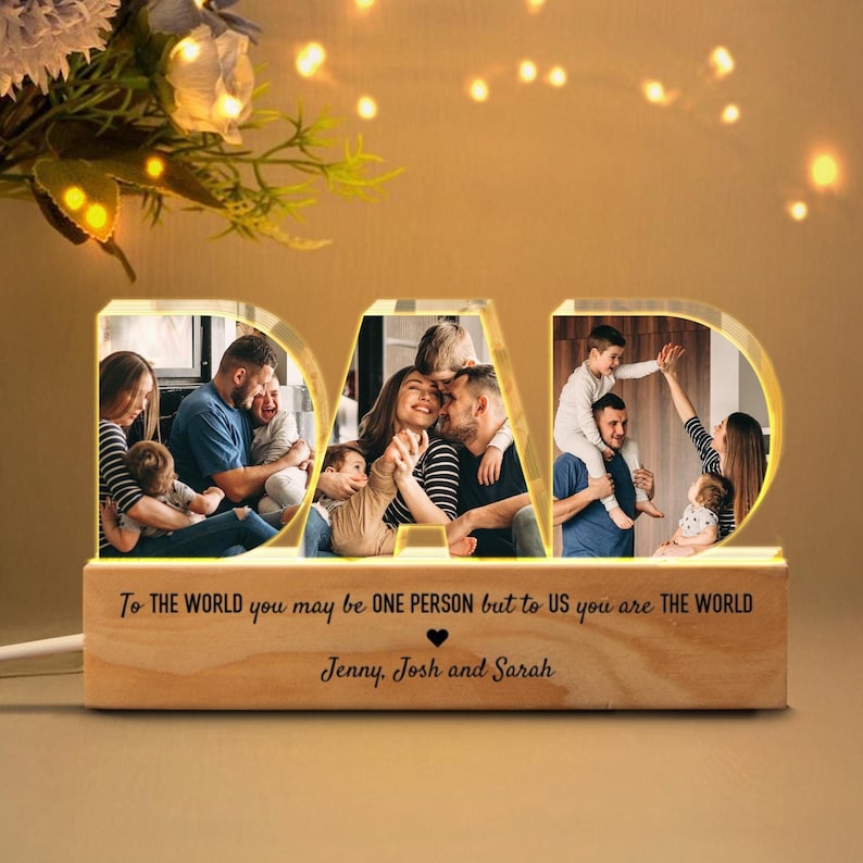Personalized Dad Photo Night Light, Custom Dad Photo Collage Gift, Father's Day Gift, Gift for Dad, Gift For Husband, Gifts from Daughter Bild 1