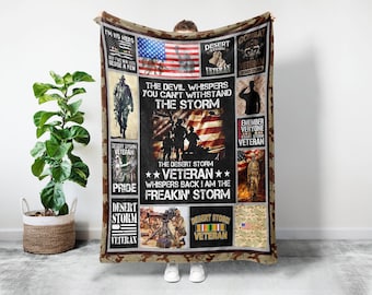 The Desert Storm Veteran Blanket, US Veteran Blanket, Proud Veteran Blanket, Military Blanket, Retired Veteran Blanket, Soldier Blanket