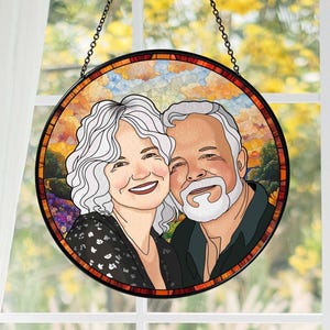 Personalized Weeding Anniversary Glass Suncatcher, Custom Couple Glass Art, Gift For Parents, Anniversary Gift, Gift for Wife, Weeding Gifts