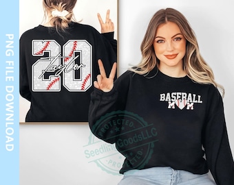 Personalized Baseball Mom PNG, Custom Kid Name With Number Png, Baseball Player Png, Baseball Lover Png, Baseball Mama Png, Digital Download