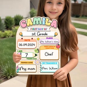 Custom First & Last Day School Sign: Photo Prop, Keepsake