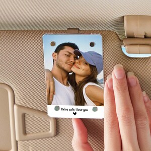 Custom Photo Car Visor Clip, Personalized Couple Photo Car Visor Clip, Drive Safe Visor Clip, Christmas Gift for Boyfriend or Girlfriend