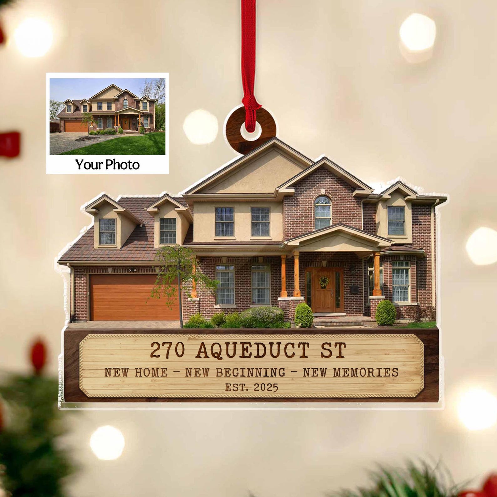 Personalized New Home Photo Ornament, Custom House Address Christmas ...