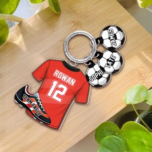 Customized Soccer Keychain, Customized Names & Numbers For Kid's, Gifts for Soccer Fan, Fathers Day Gift Soccer Coach Gift, Soccer Team Gift