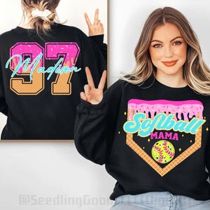 Custom Name and Number Png, Softball Mama Png, Softball Ice Cream Drip Png, Mama Softball Png, Game Day Png, Softball Mom Dripping Png