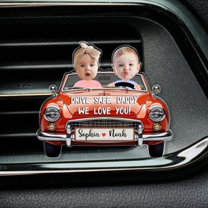 Personalized Photo Car Visor Clip, Funny Father's Day Gift, Custom Photo Dad Car Visor Clip, Drive Safe Daddy Gift, Car Baby Face Visor Clip