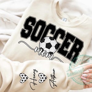 Personalized Soccer Mom Kids Name On Sleeve PNG, Soccer Mom Png, Soccer Mama Shirt Png, Gift for Mom, Soccer Player Shirt, Digital Download