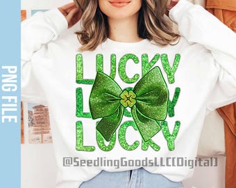 Lucky St Patrick's Day PNG, St Patricks Day Png, Lucky Png, Shamrock Png, St Pattys Day, Coquette St Patrick Day, Digital Instant Download