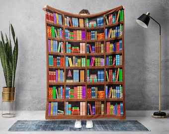 Vintage Bookshelf Blanket, Book Lover Blanket, Bookish Blanket, Bookworm Blanket, Reading Blanket, Bookaholic Blanket, Librarian Blanket