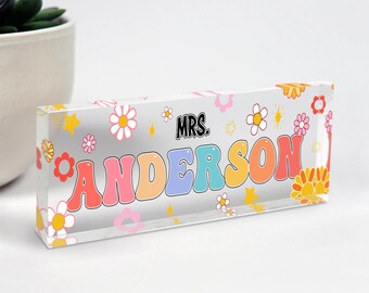 Custom Teacher Desk Sign, Teacher Desk Name Plate, Teachers Gifts, Teacher Acrylic Plaque, Back to School, Teacher Appreciation Gift
