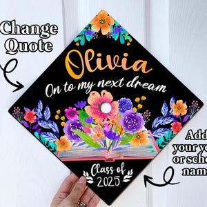 Custom Graduation Cap Topper, Onto The Next Chapter, Personalized Class of 2025 Grad Cap Decoration, Graduation Gift, Teacher, Nurse