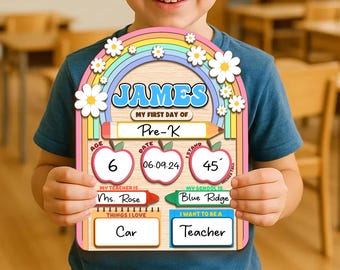 Custom First & Last Day of School Sign, Reusable Wooden Photo Prop, Personalized Preschool Kindergarten Milestone Board, Back to School Gift