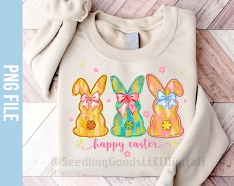 Happy Easter PNG, Coquette Easter Bunny Png, Glitter Easter Coquette Png, Brushstroke Easter Png, Sublimation Design Instant Download