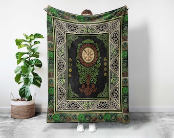 Tree Of Life Blanket, Green Celtic Blanket, Viking Blanket, Scottish Blanket, Irish Blanket, Shamrock Blanket, Scandinavian Blanket