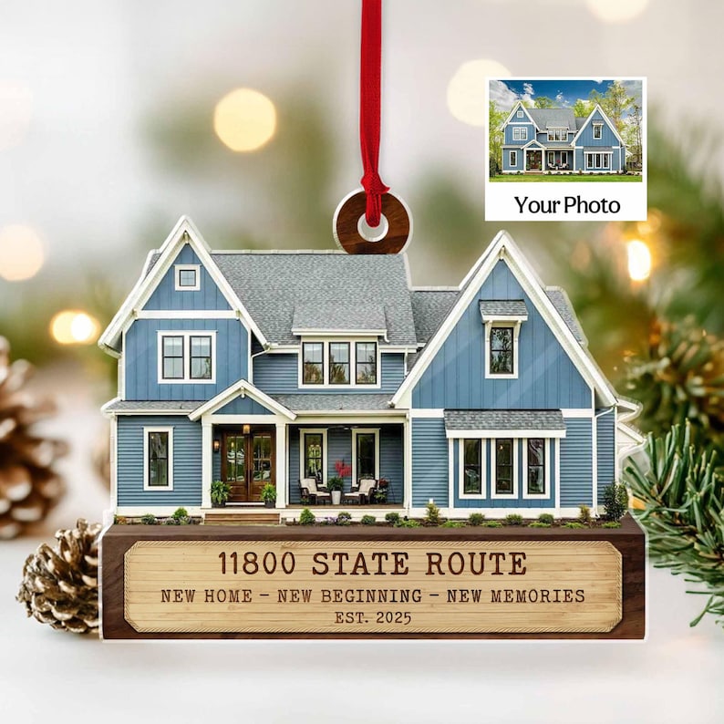Personalized New Home Photo Ornament, Custom House Address Christmas ...
