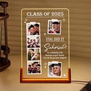 Personalized Graduation Photo Night Light, Graduation Gifts Acrylic Plaque, Custom Photo Name Led Lamp, Bedroom Decor, Graduation Decor