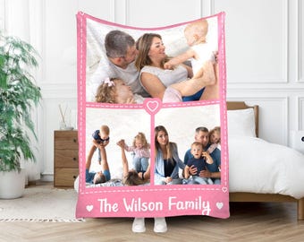 Personalized Family Photo Collage Blanket, Custom Family Blanket, Memorial Blanket, Anniversary Christmas Gift, Best Friend Gift Family Gift