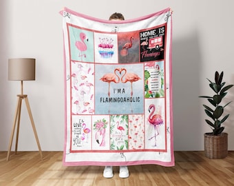 Pink Flamingo Blanket, Flamingoaholic Blanket, Flamingo Fleece Sherpa Blanket, Flamingo Lover Blanket, Cute Flamingo Blanket, Christmas Gift
