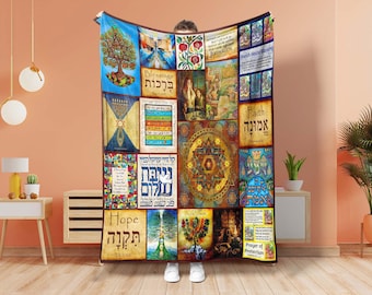 Jewish Blessing Blanket, Jews Blanket, Hanukkah Blanket, Chanukah Blanket, Star Of David Blanket, Judaism Blanket, Menorah Blanket