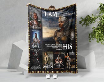 Black Queen Warrior Of Christ Blanket, Child Of God Blanket, Melanin Queen Blanket, Africa American Blanket, Black Woman Blanket Gift