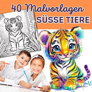 40 adorabili pagine da colorare di animali per bambini dai 6 anni in su - Perfette per colorare ed essere creativi - Download istantaneo per ore di divertimento
