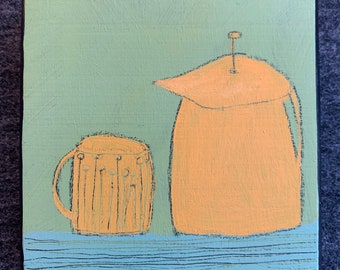 4”x4” mini original , French press, coffee cup